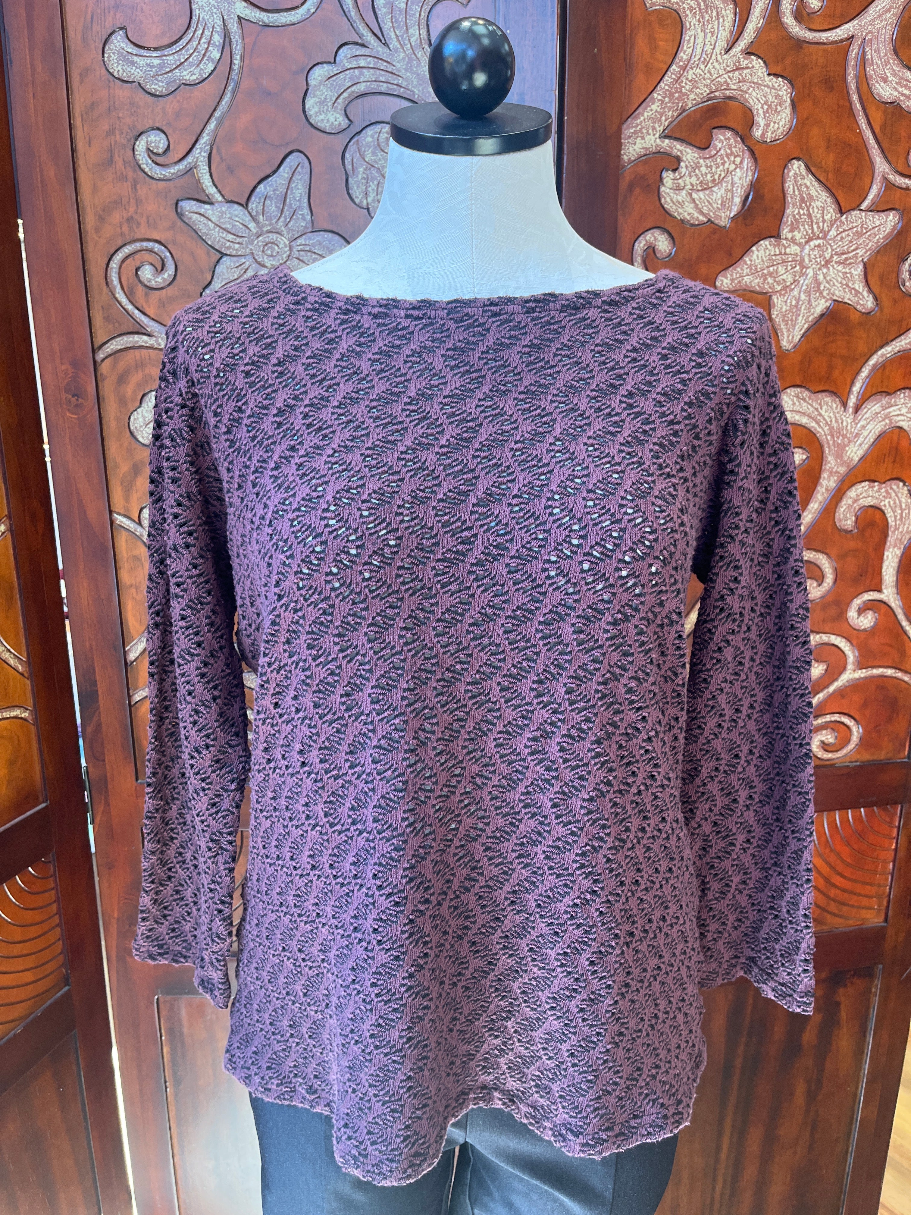 Cut Loose shirt, 3/4 sleeve boatneck crochet
