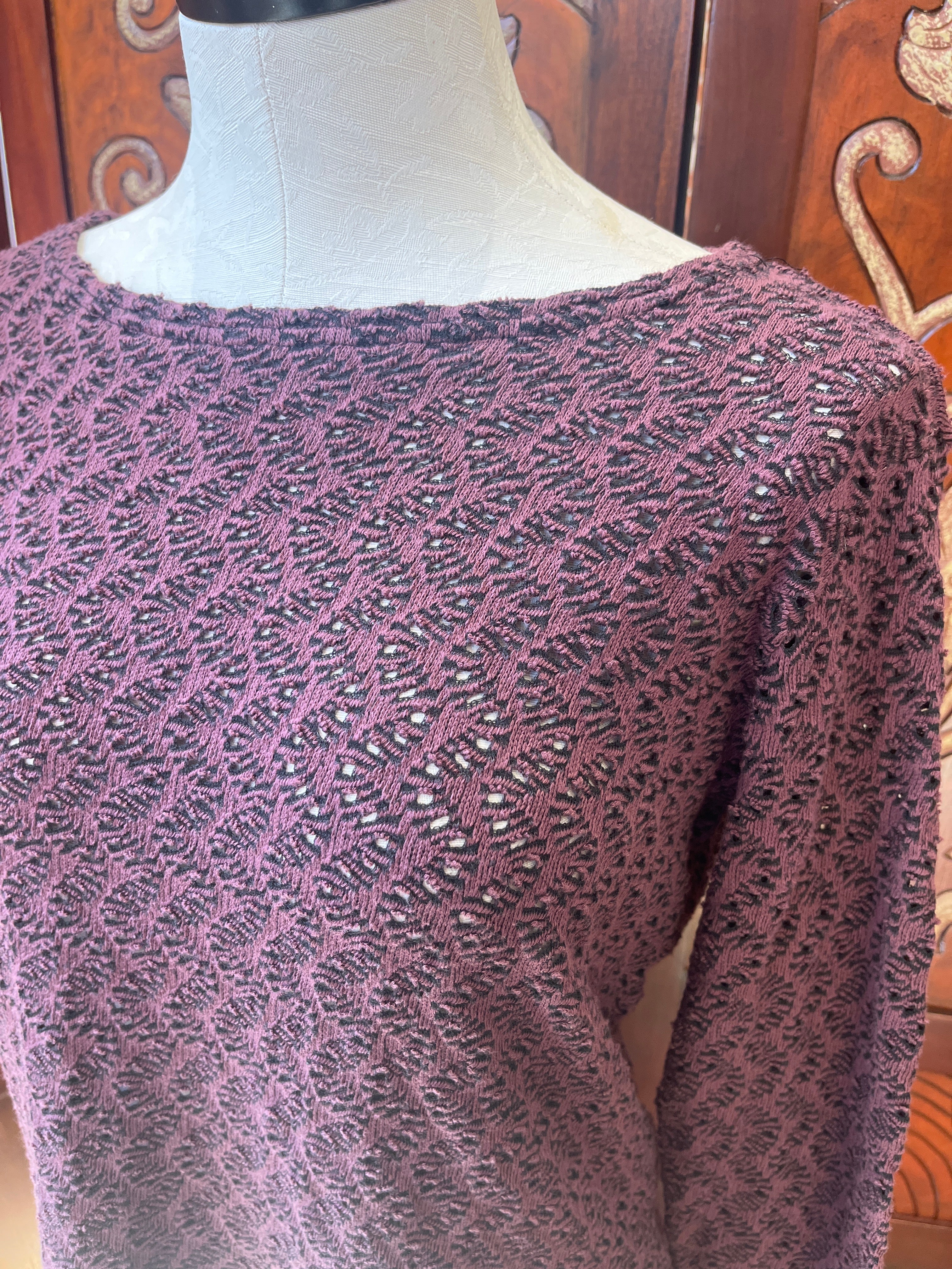 Cut Loose shirt, 3/4 sleeve boatneck crochet