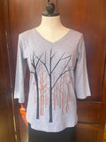 Marushka t-shirt, 3/4 sleeve v-neck Wood Lot