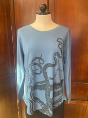 Marushka t-shirt, hi-lo long sleeve Octopus