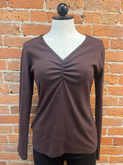Necessitees t-shirt, shirred v-neck long-sleeve