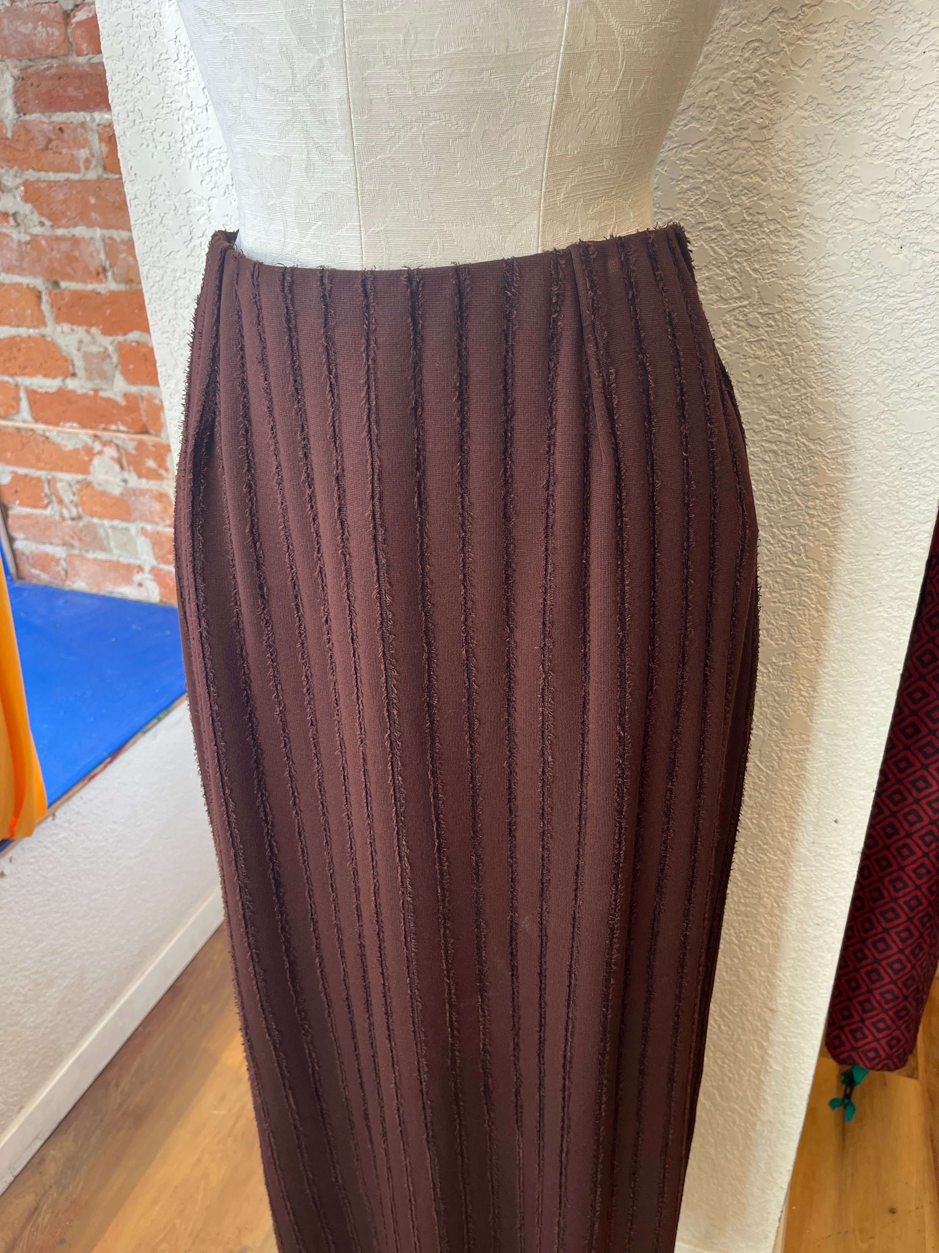 Cut Loose skirt, long frayed stripe