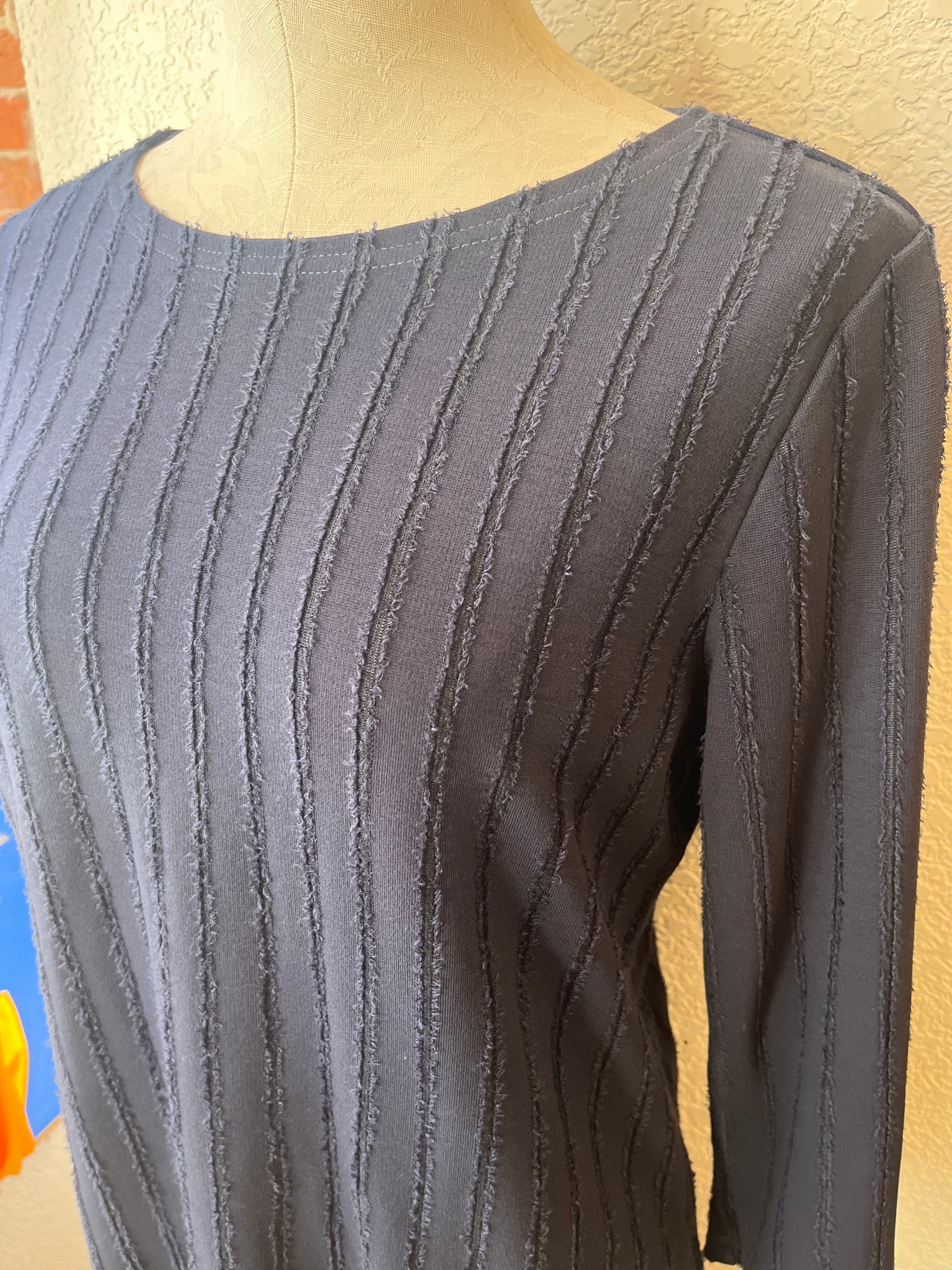 Cut Loose shirt, 3/4 boatneck frayed stripe