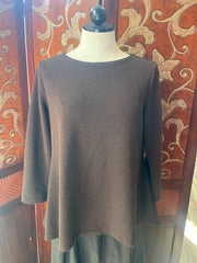 Cut Loose shirt, aline boatneck crimped Chocolate