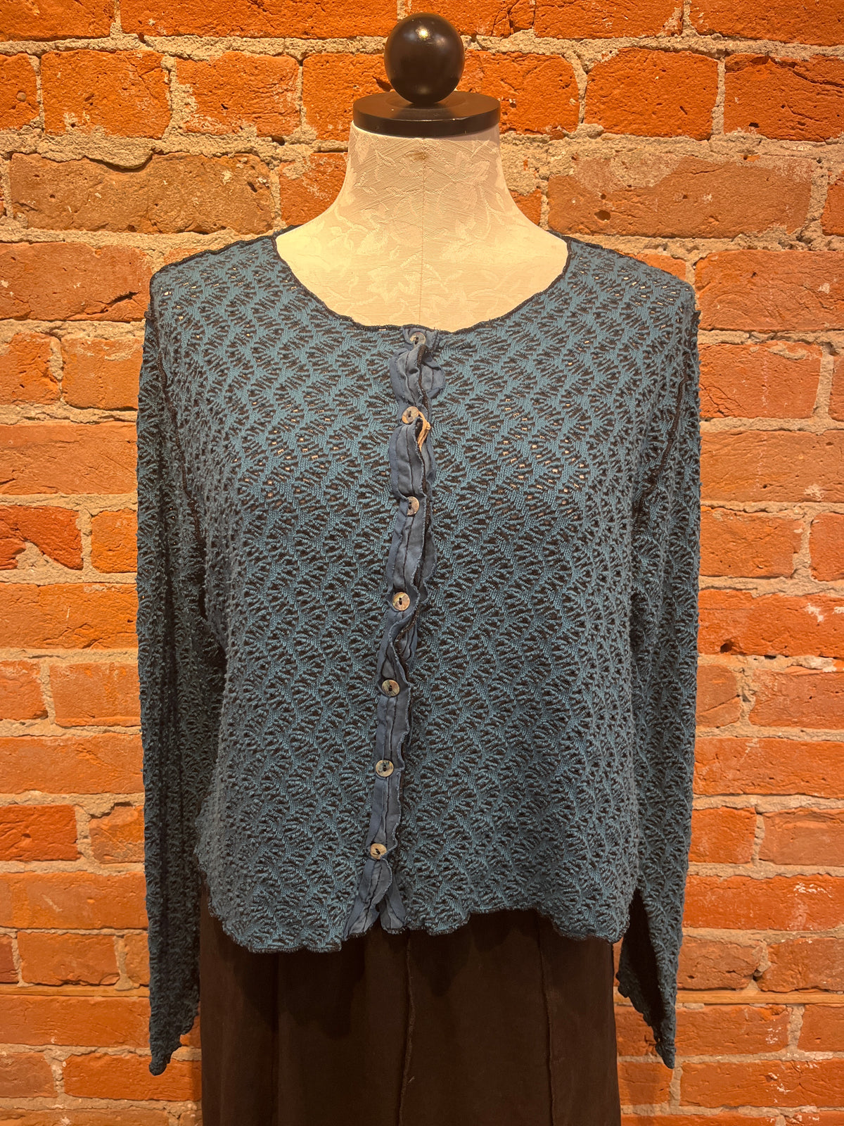 Cut Loose cardigan, crop crochet Peacock