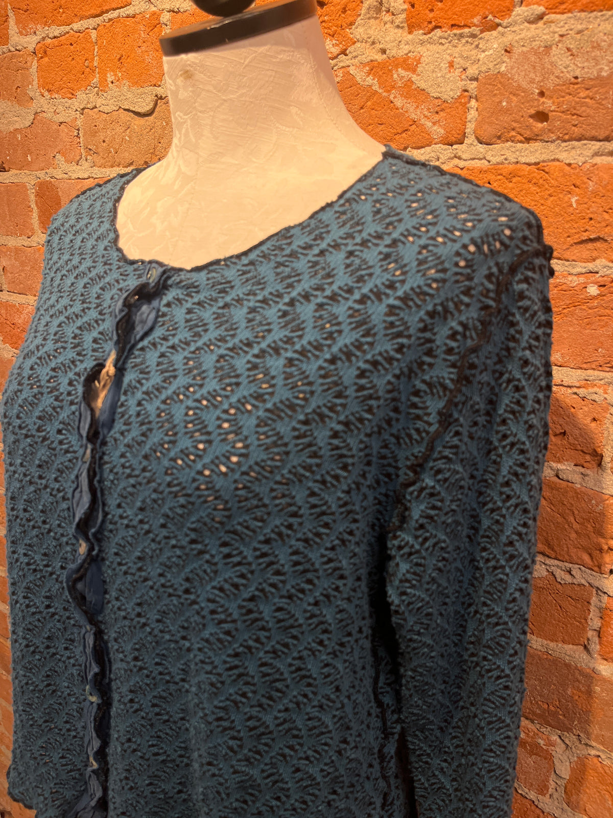 Cut Loose cardigan, crop crochet Peacock
