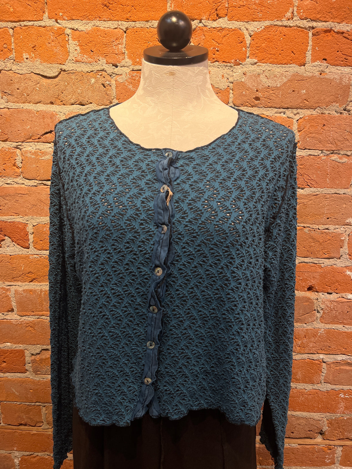 Cut Loose cardigan, crop crochet Peacock