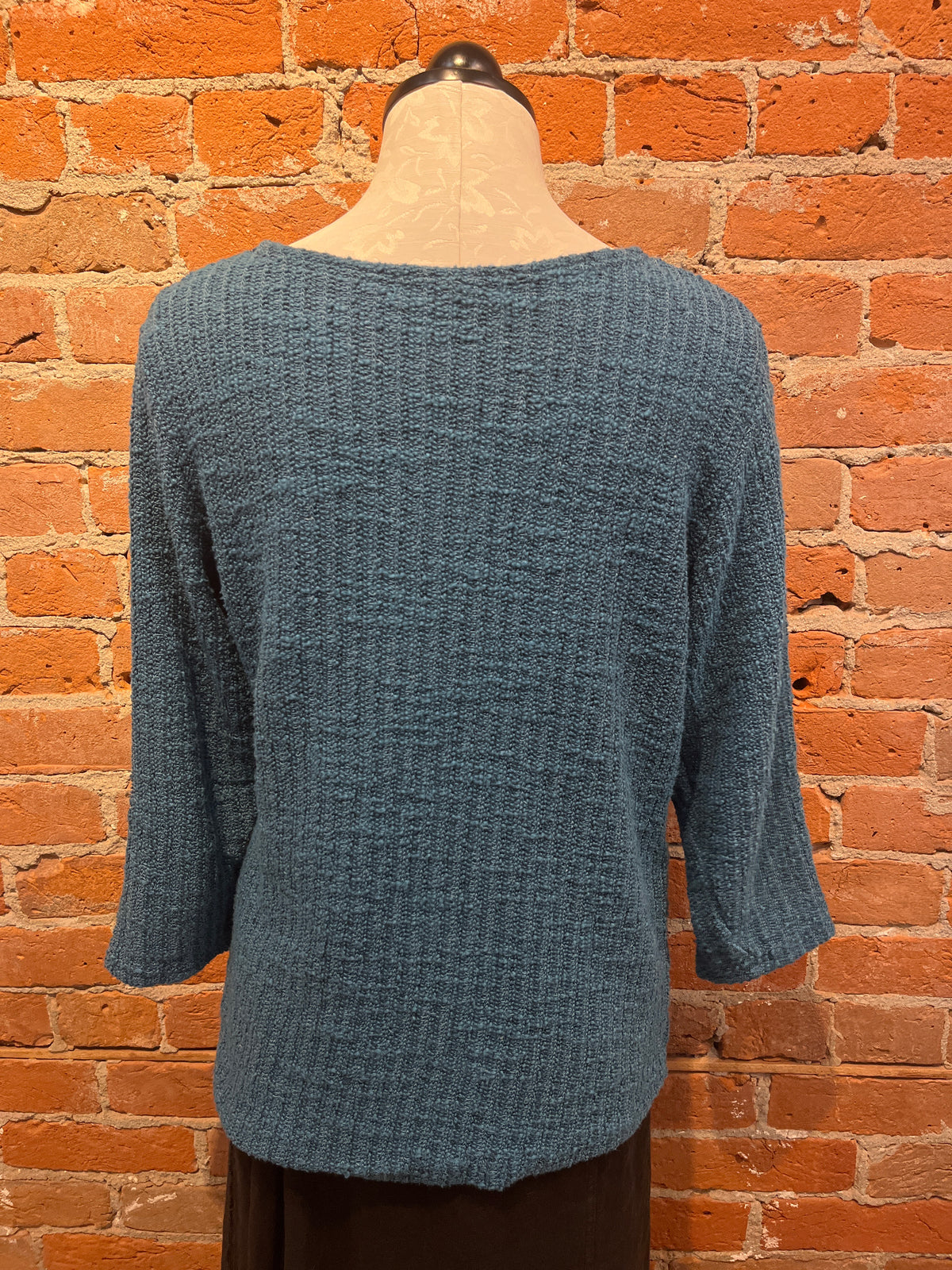 Cut Loose sweater, boatneck 3/4 sleeve Peacock