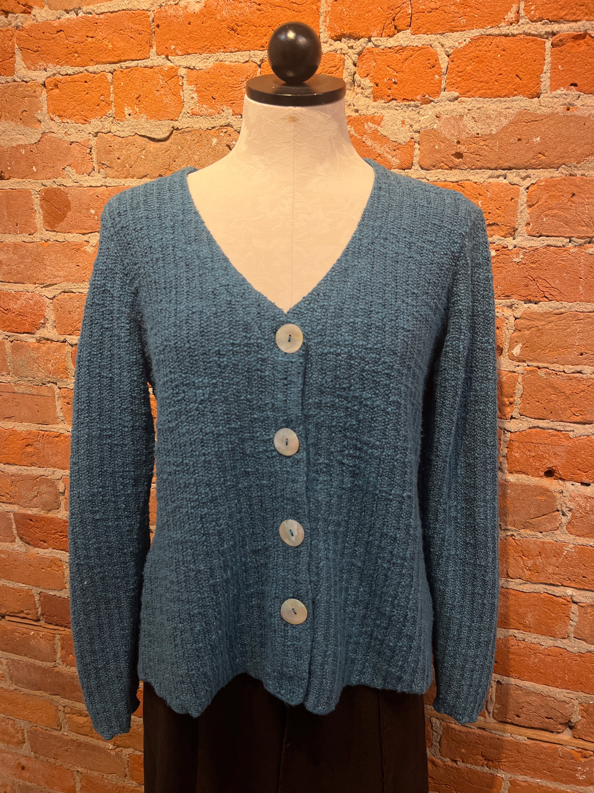 Cut Loose sweater, puff-sleeve cardigan Peacock