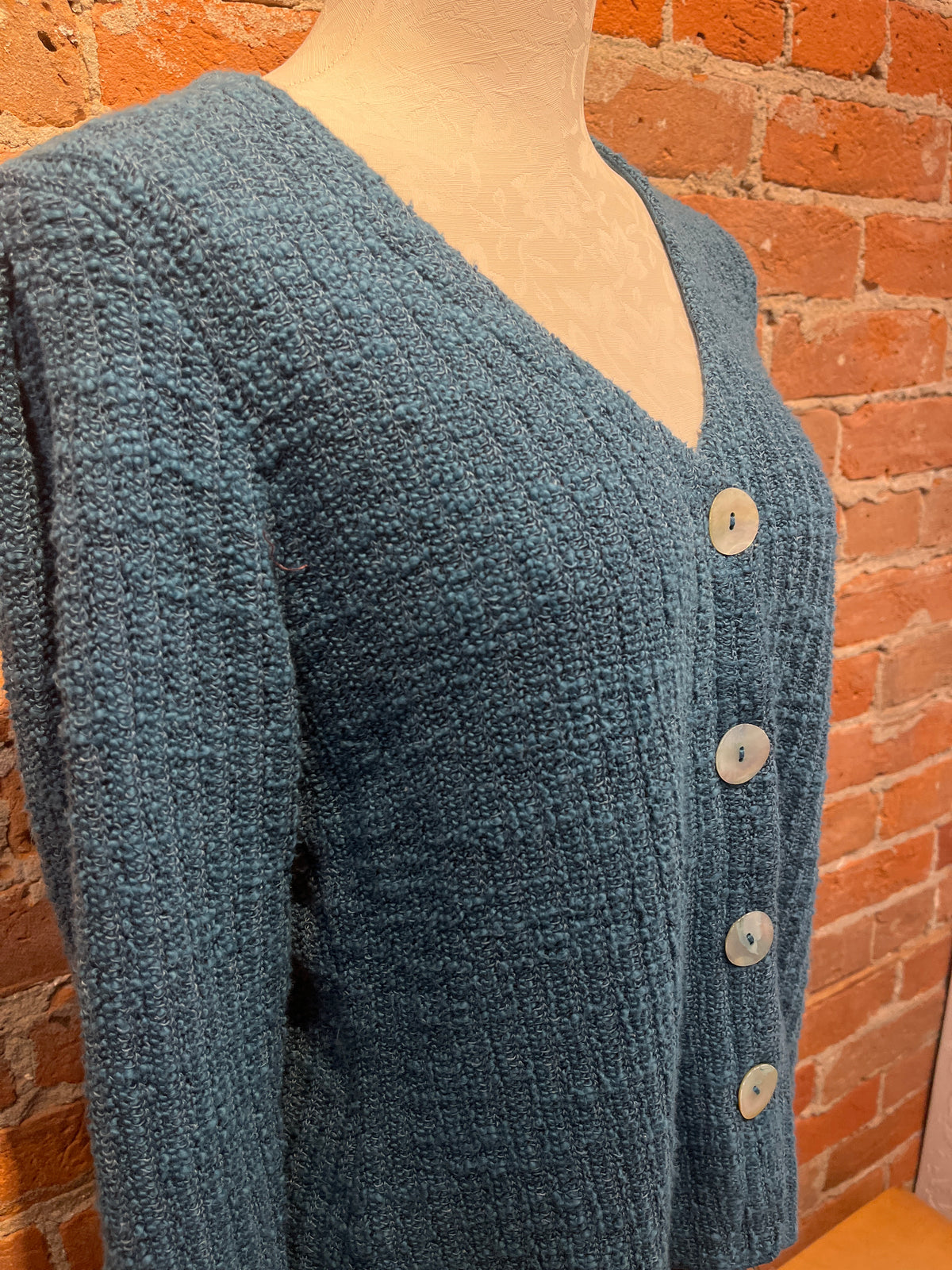 Cut Loose sweater, puff-sleeve cardigan Peacock