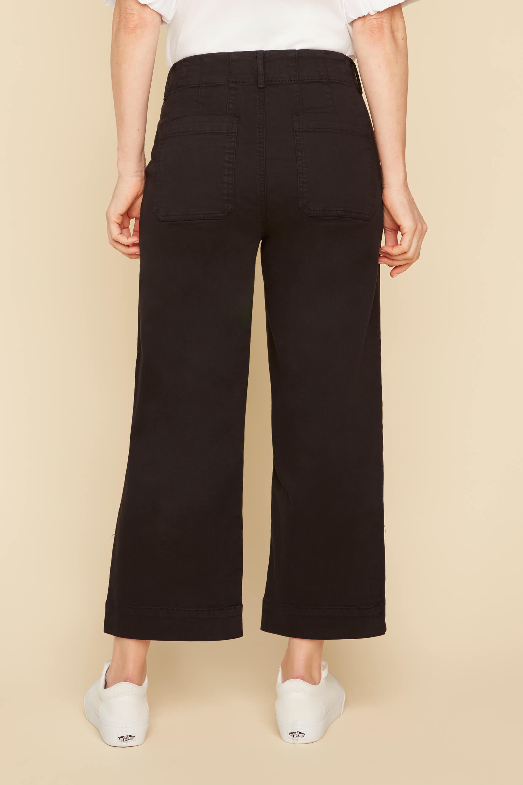 Renuar pant 10071, tencel wide-leg crop BLACK