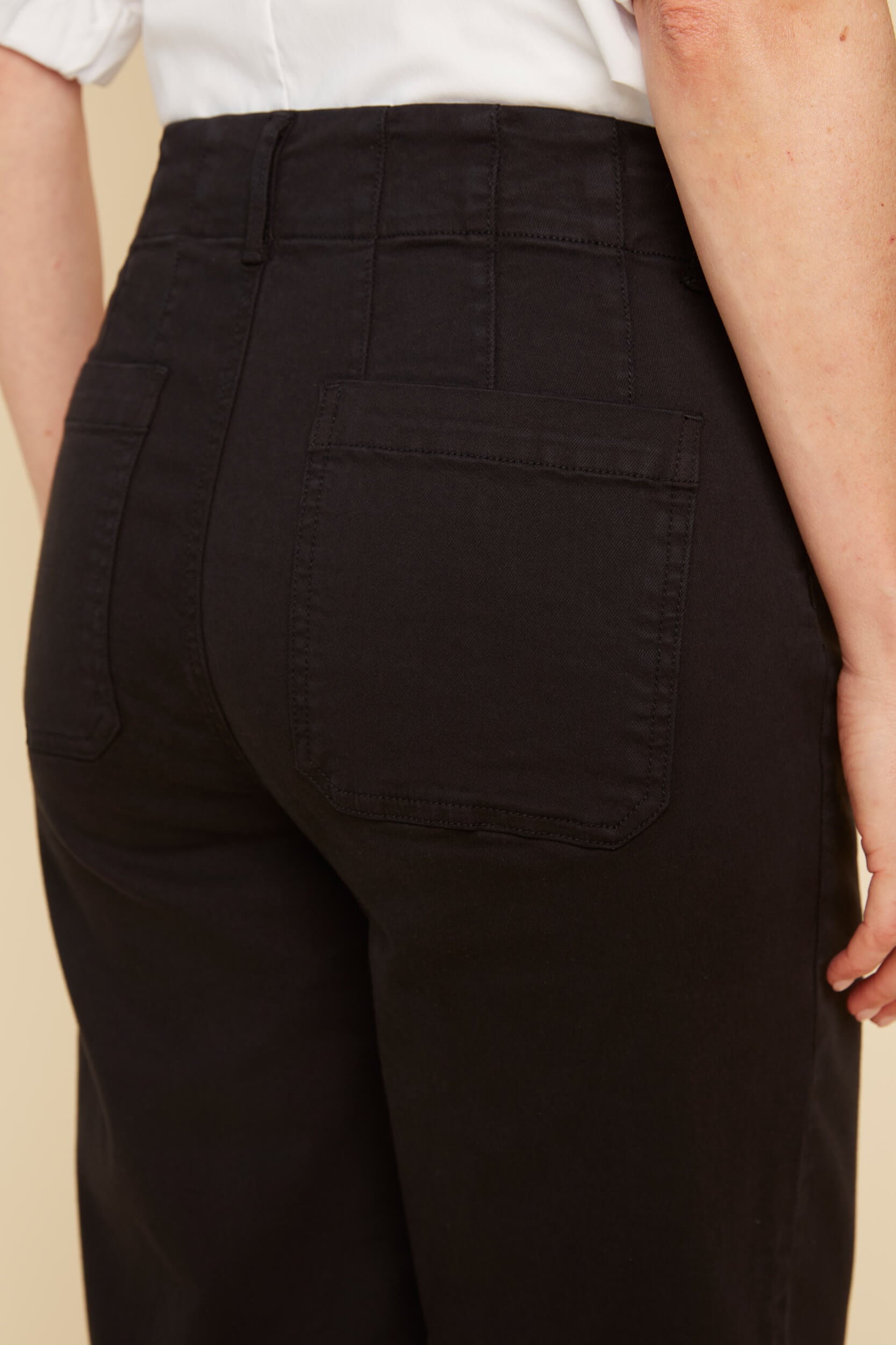 Renuar pant 10071, tencel wide-leg crop BLACK