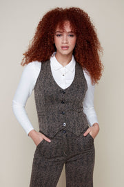 Renuar vest 3882, fitted houndstooth