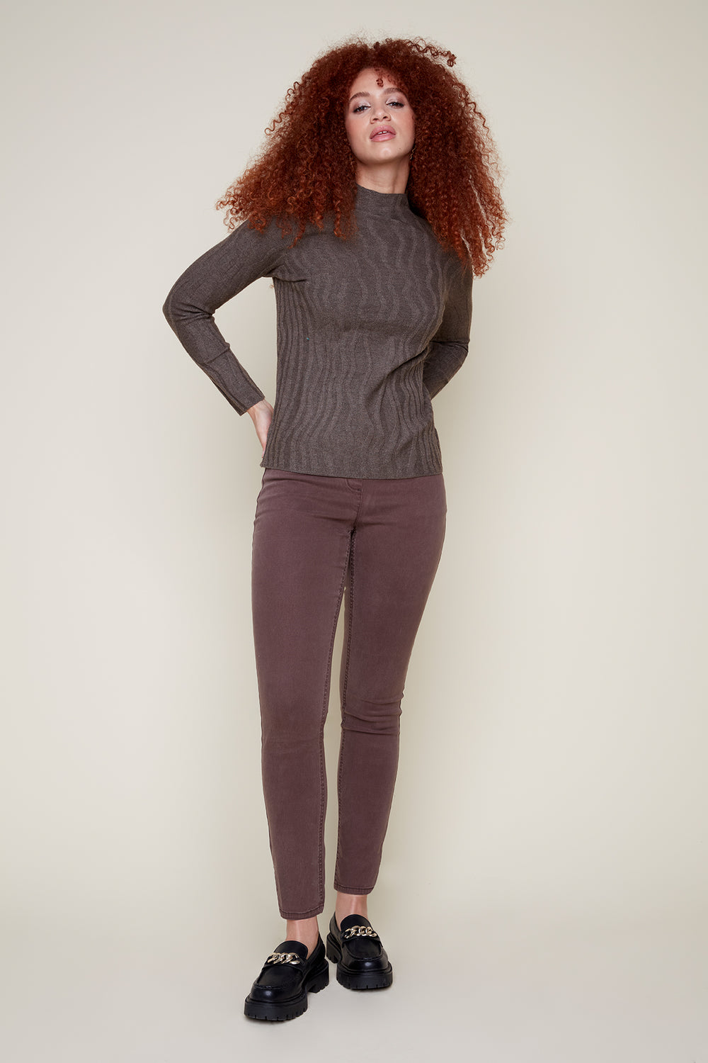 Renuar sweater 6909, textured mockneck (2 colors)