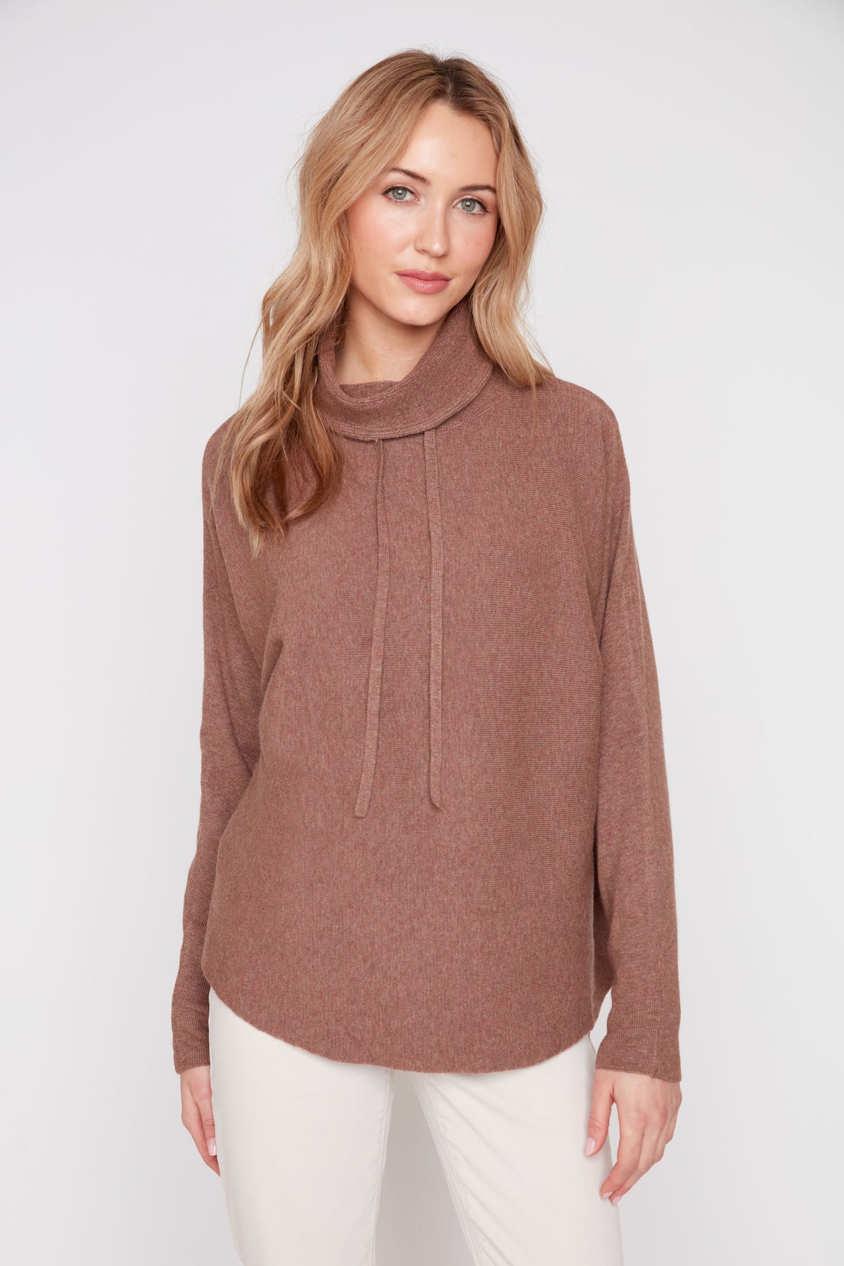 Renuar sweater 6997, drawstring cowl neck