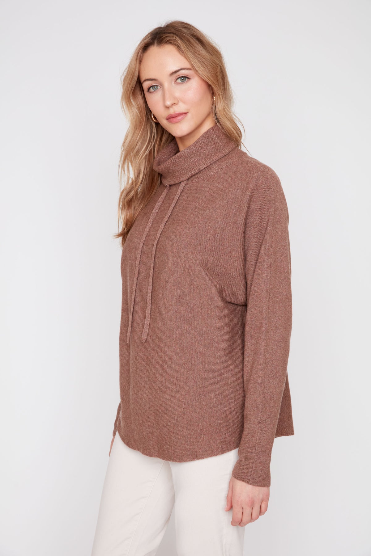 Renuar sweater 6997, drawstring cowl neck