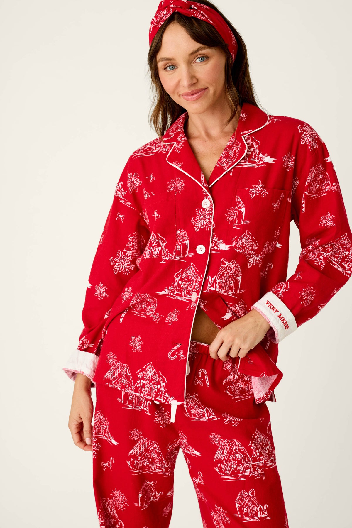 PJ Salvage pajamas, Jester Red, Very Merry flannel set