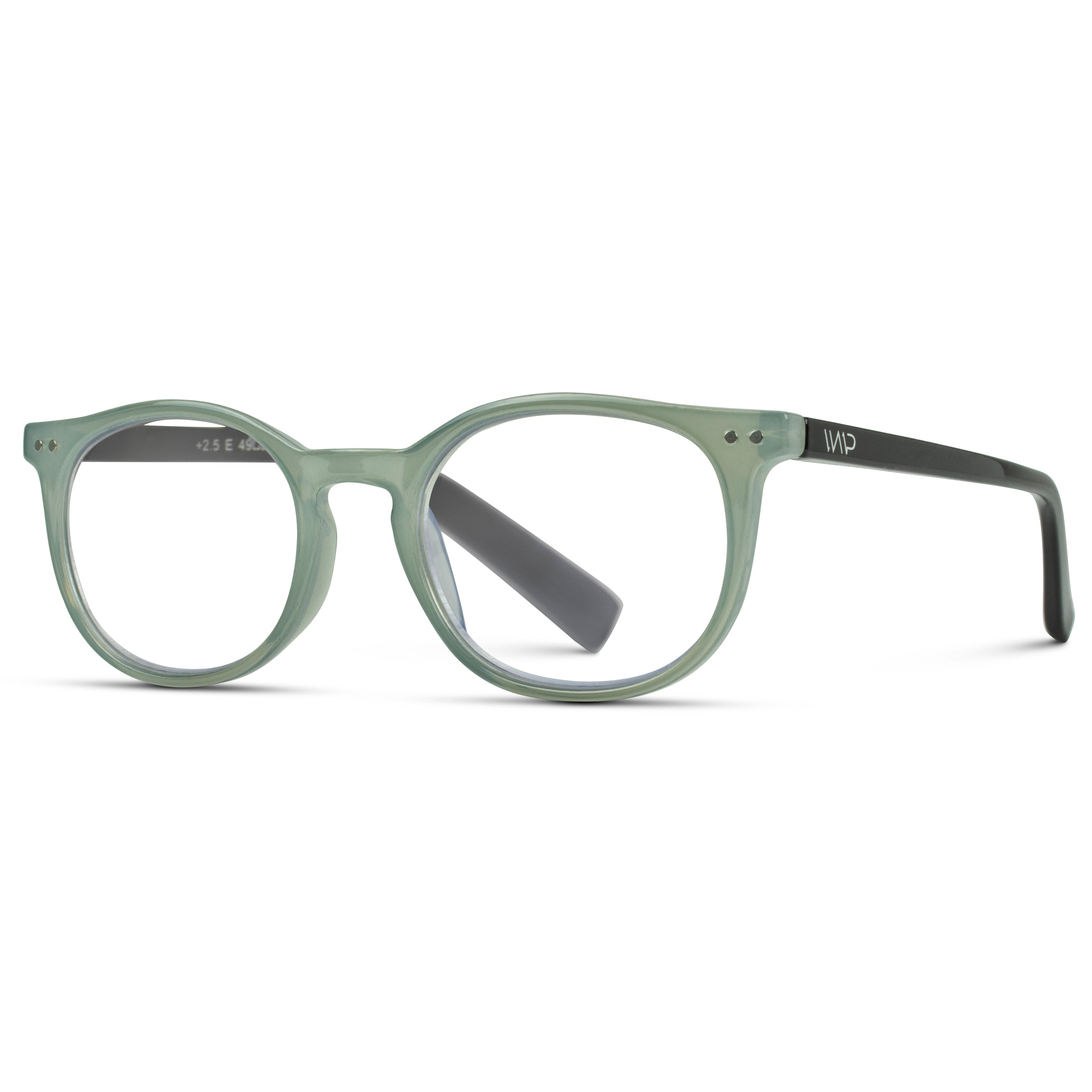 WMP Ruby blue-light reading glasses, +1.5 crystal olive
