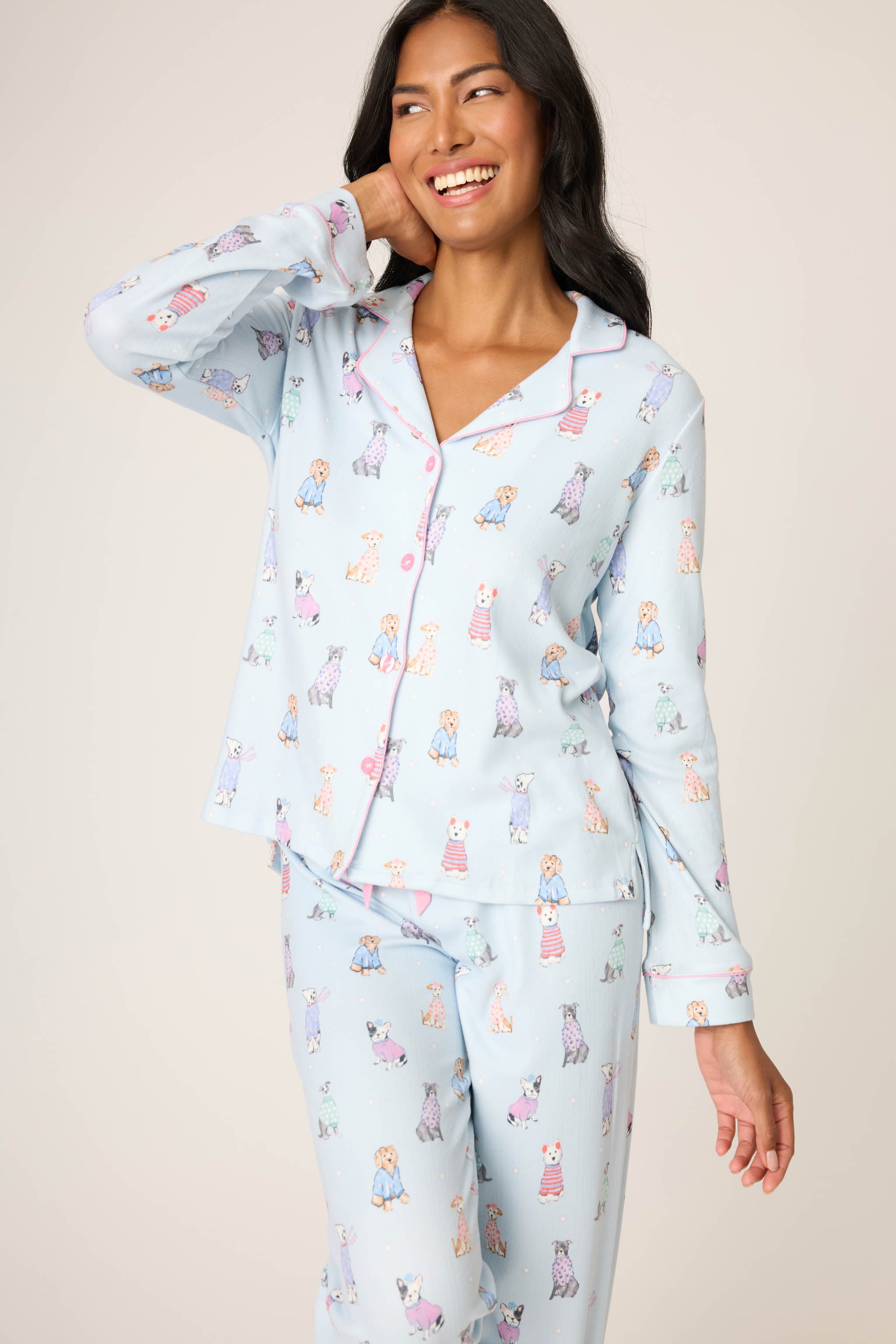 PJ Salvage pajamas, Doggone Cold brushed pointelle set