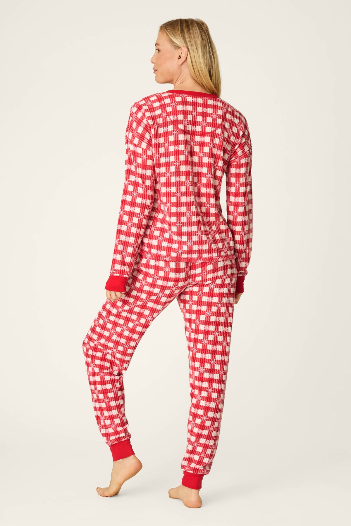 PJ Salvage pajamas, Ski Jammie Classics thermal set Chili Pepper Snowflake Check