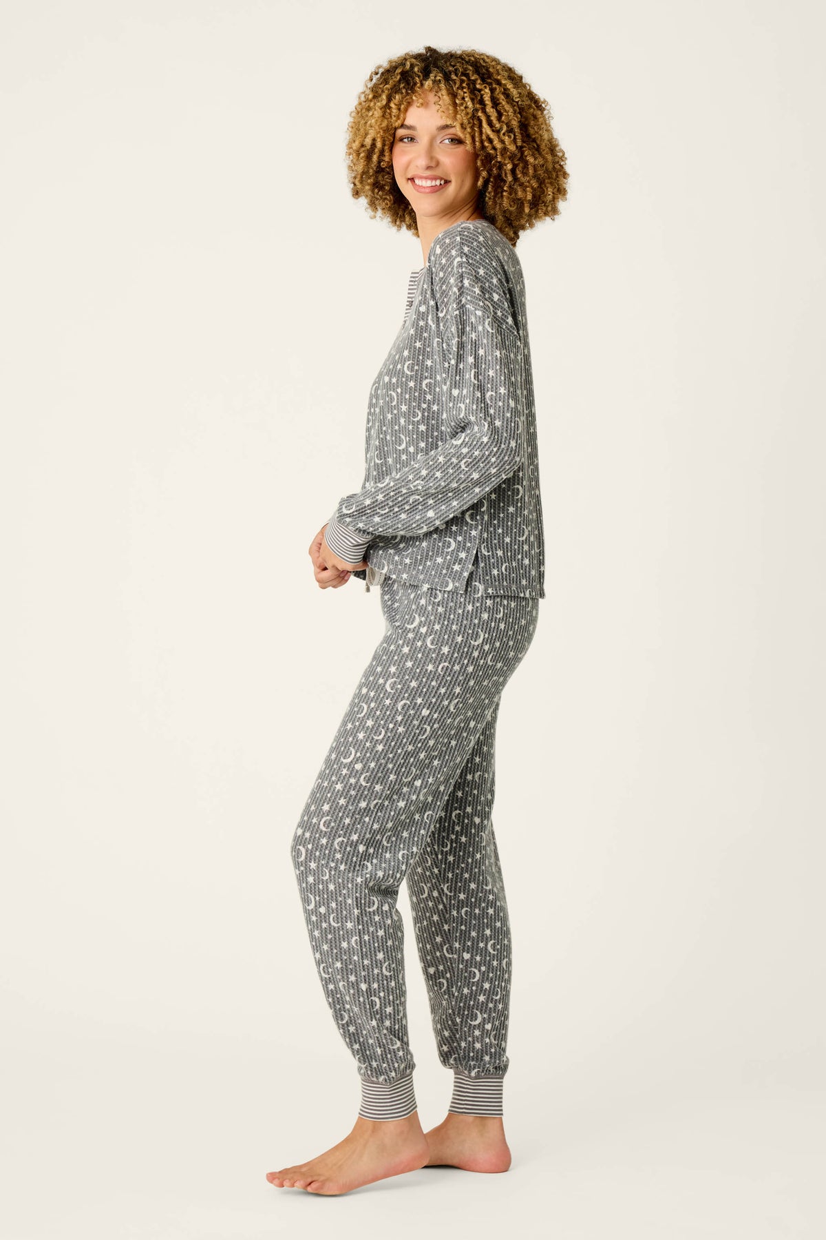 PJ Salvage pajamas, Ski Jammie Classics thermal set Steel Grey Moon & Stars