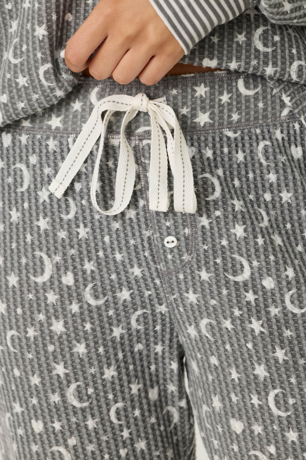 PJ Salvage pajamas, Ski Jammie Classics thermal set Steel Grey Moon & Stars