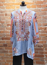 All About Her tunic 6089, embroidered cupro