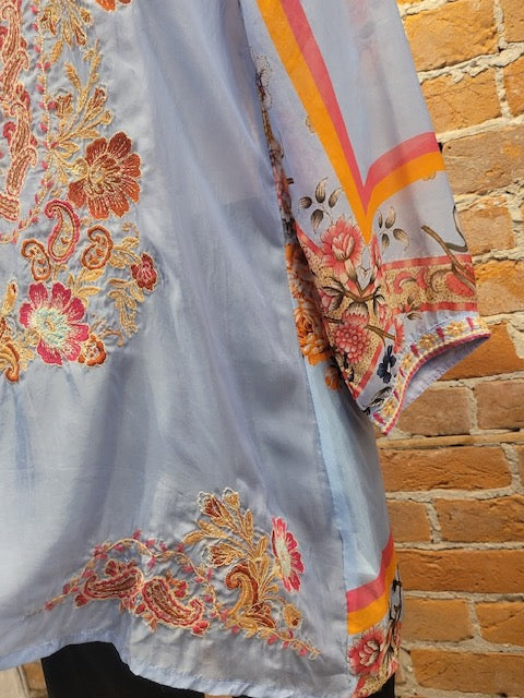 All About Her tunic 6089, embroidered cupro