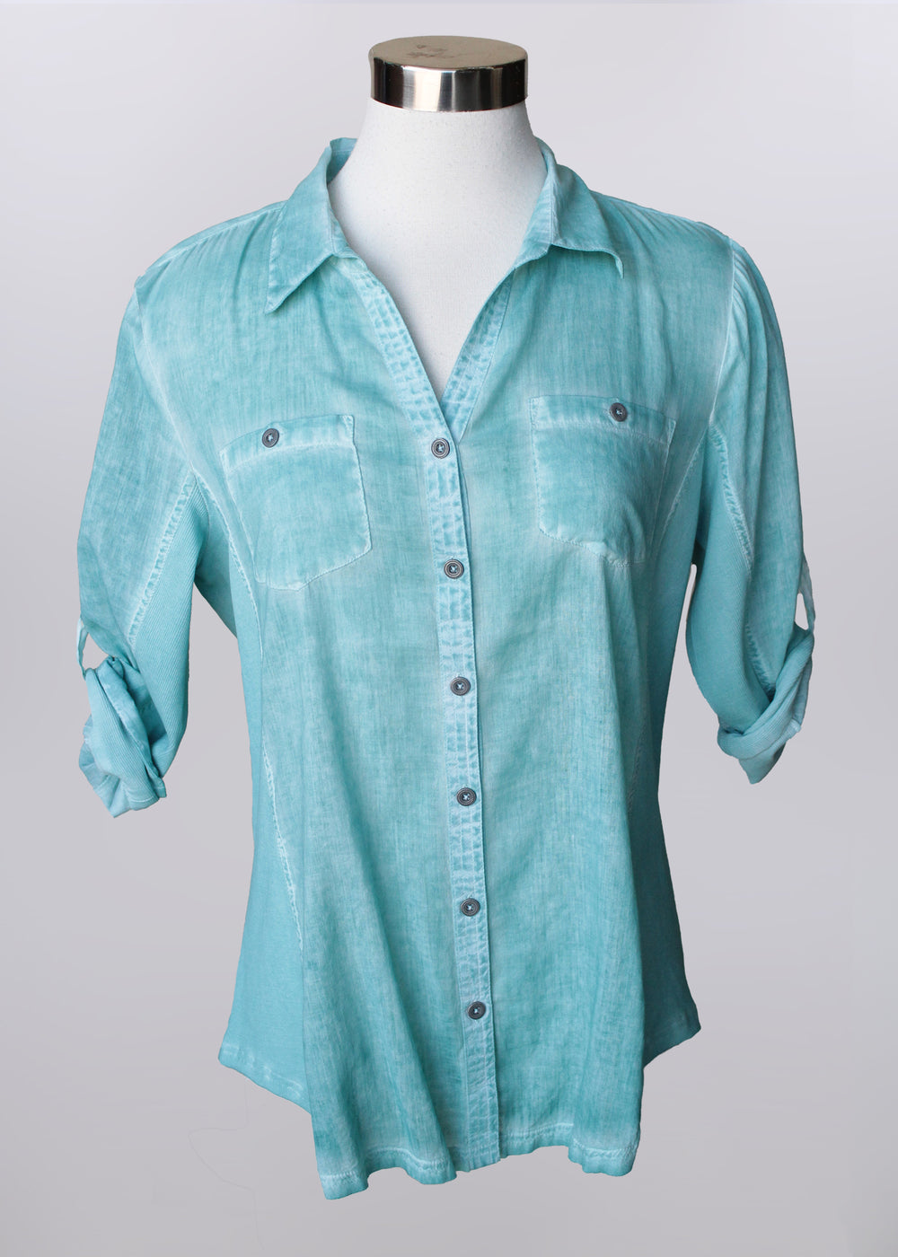 Keren Hart shirt 76020, button front mineral dye
