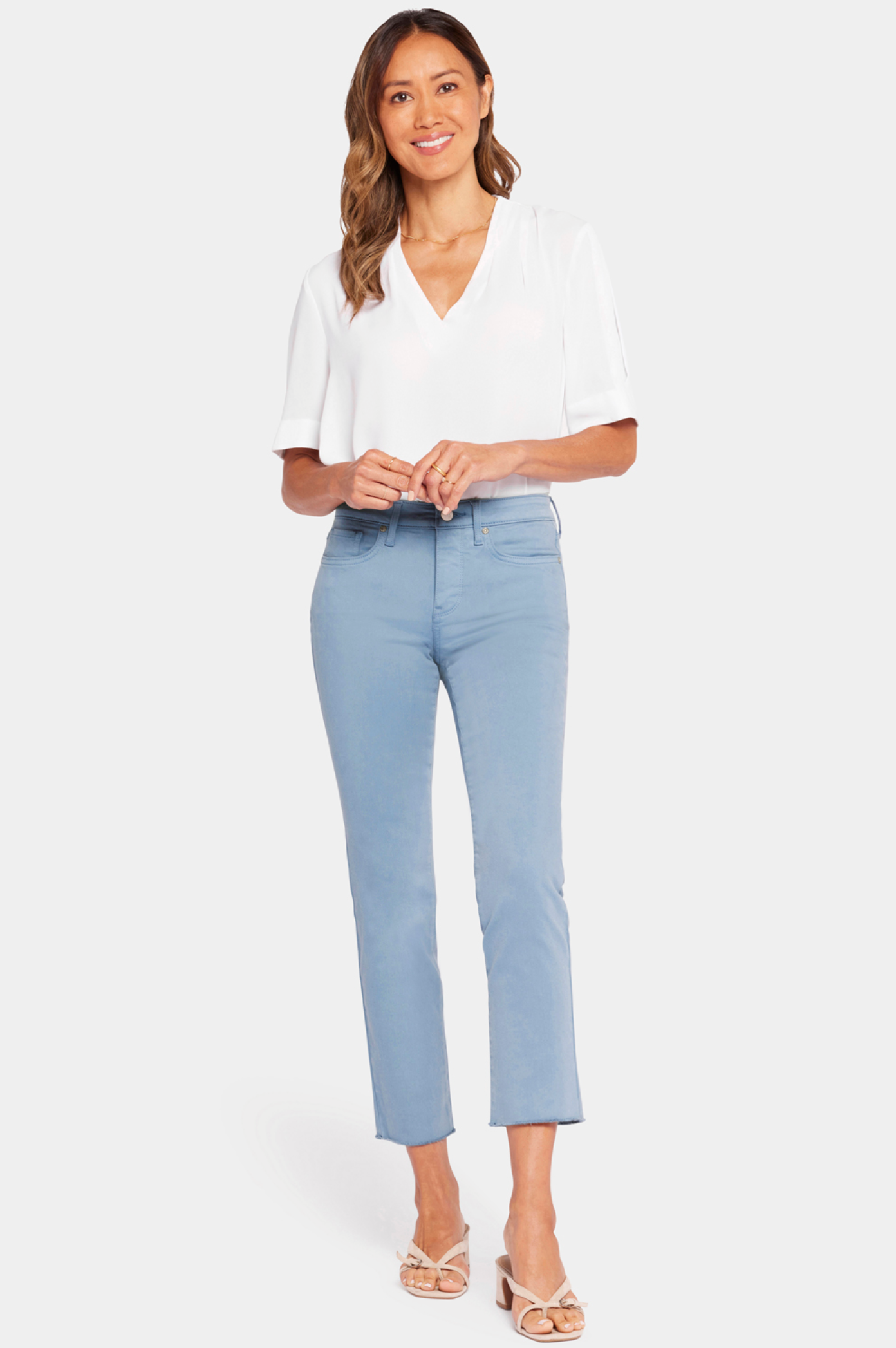NYDJ Sheri slim ankle jeans, frayed-hem Blue Stone