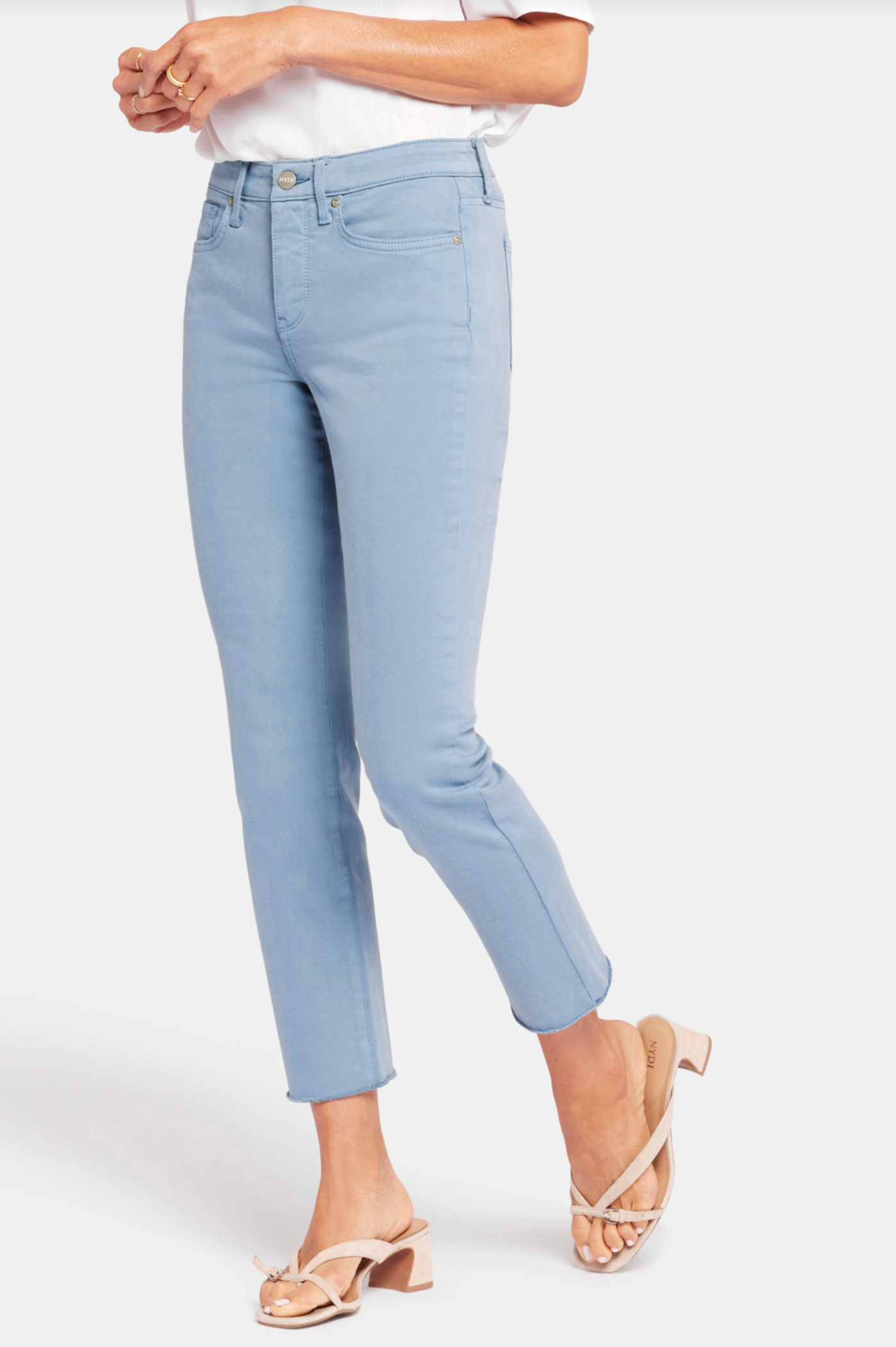 NYDJ Sheri slim ankle jeans, frayed-hem Blue Stone