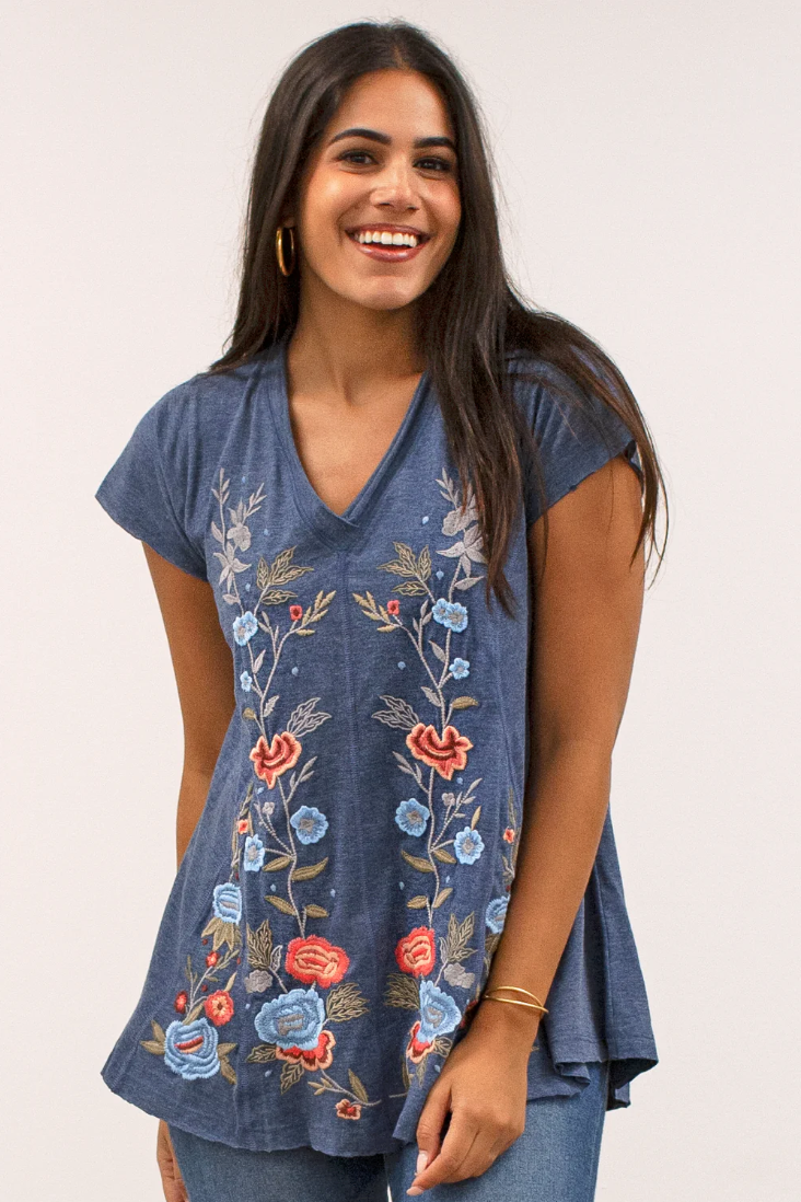 Caite Alaina t-shirt, embroidered short sleeve