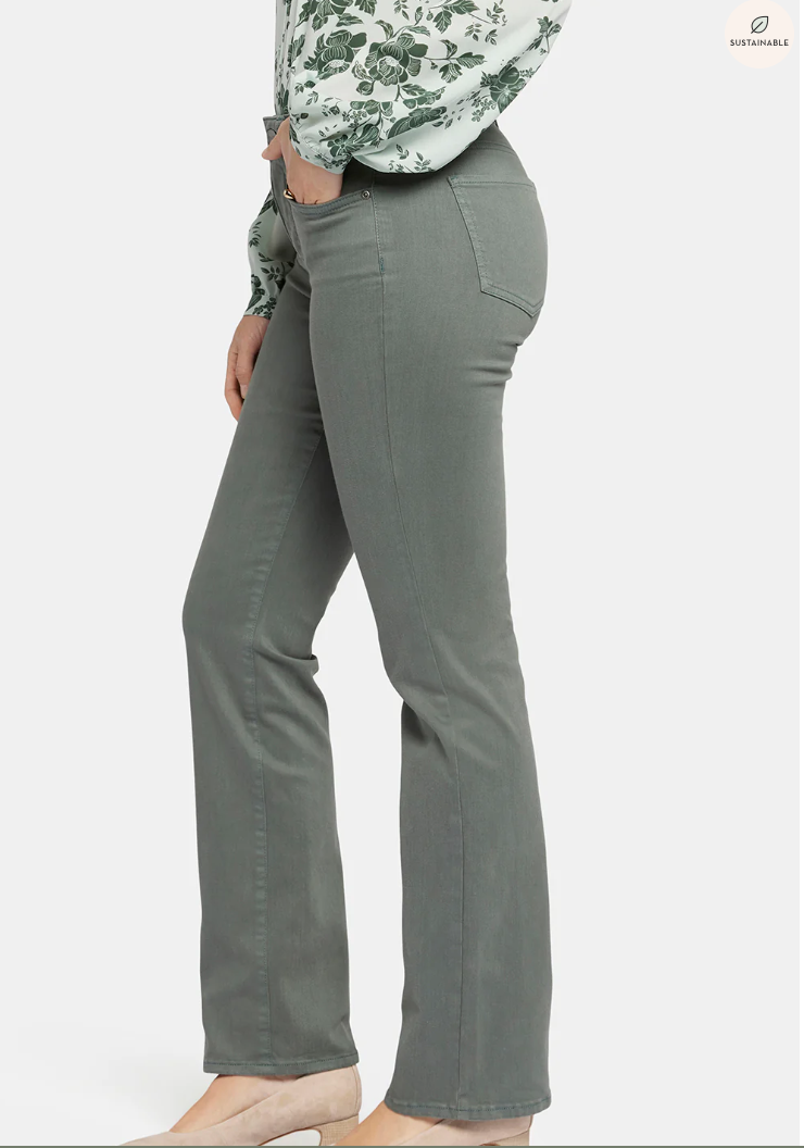 NYDJ Marilyn straight PETITE jeans, pigment dyed (mid-rise, zip) Sage Leaf
