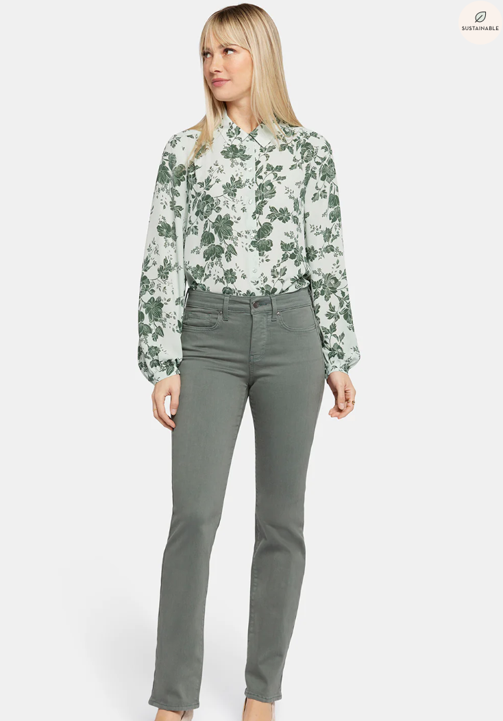 NYDJ Marilyn straight PETITE jeans, pigment dyed Sage Leaf SALE Size 18P