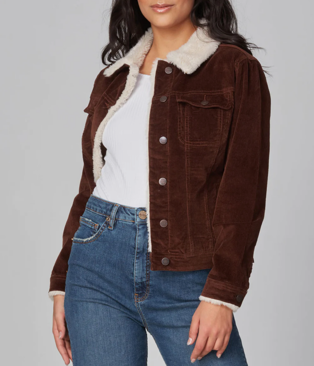 Lola Gabriella corduroy jacket, faux-sherpa trim