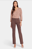 NYDJ Marilyn straight PETITE SHORT jeans, pigment dyed (mid-rise, zip) Coffee Bean