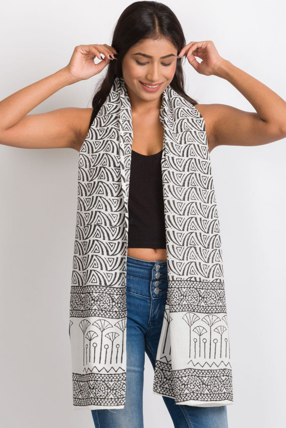 Sevya Aruna scarf, block print (2 prints)