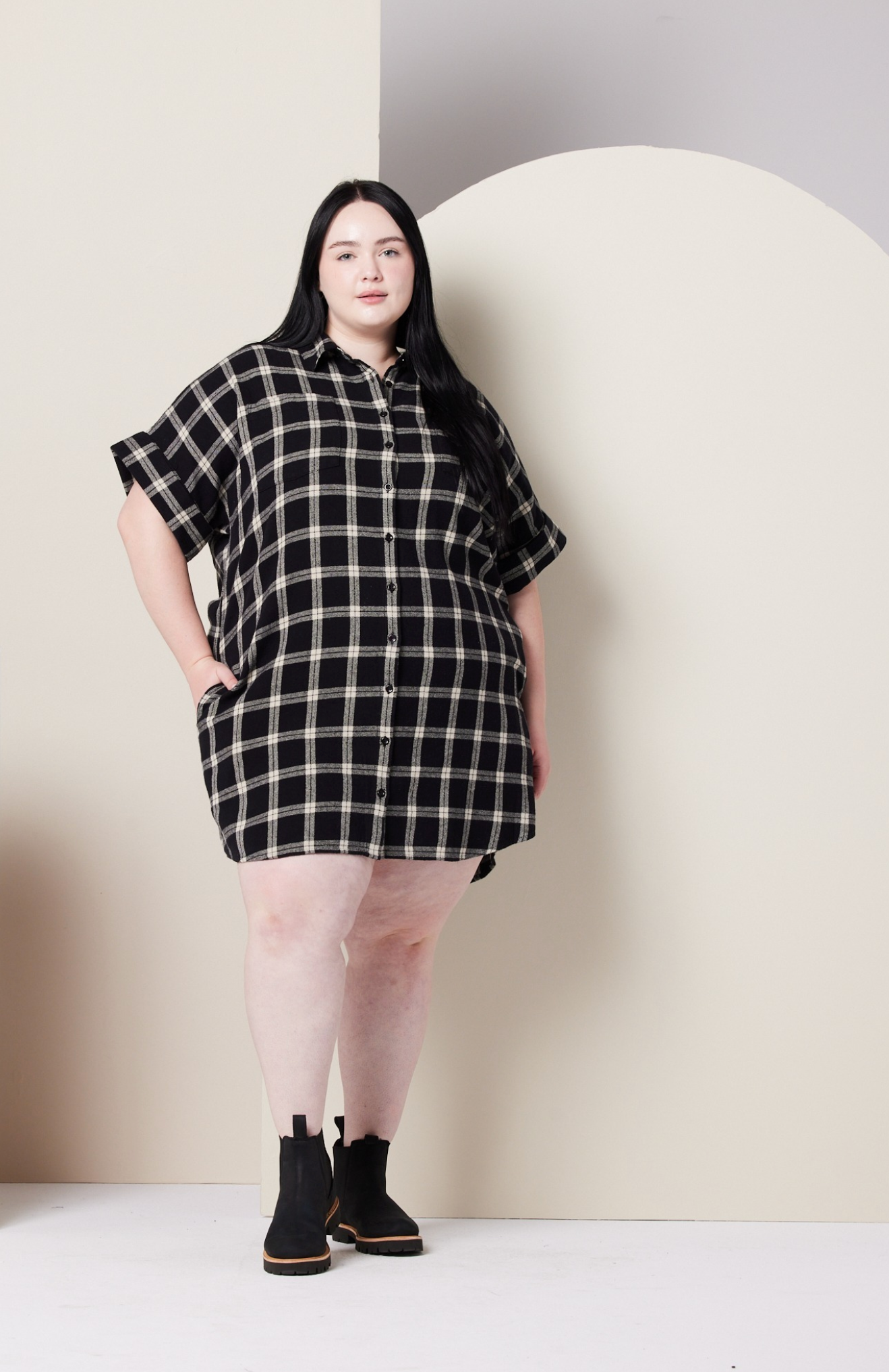 Vestido/chaqueta/abrigo Amaris de Known Supply, franela de algodón orgánico a cuadros