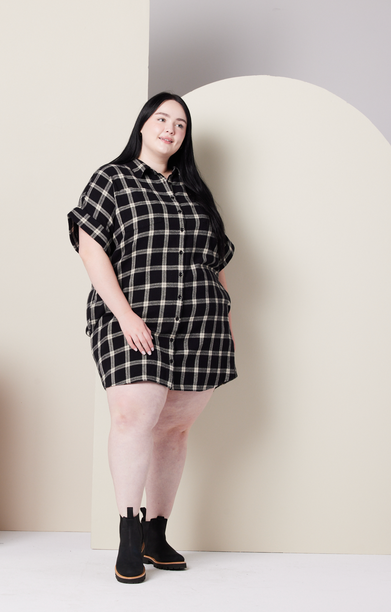 Vestido/chaqueta/abrigo Amaris de Known Supply, franela de algodón orgánico a cuadros