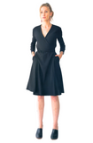 Very Very Yes dress, 3/4 sleeve wrap in black ripple