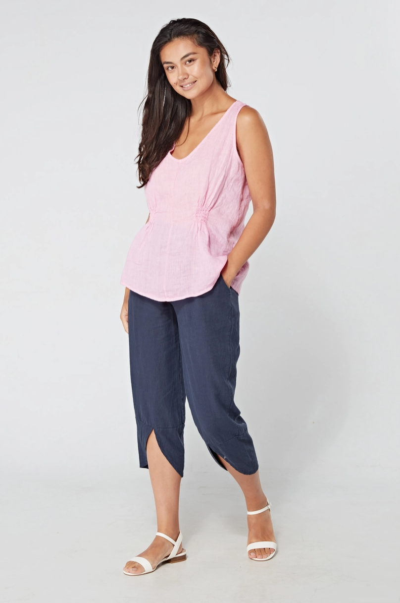 Luca Vanucci tank 2054, ruched linen SALE Size S