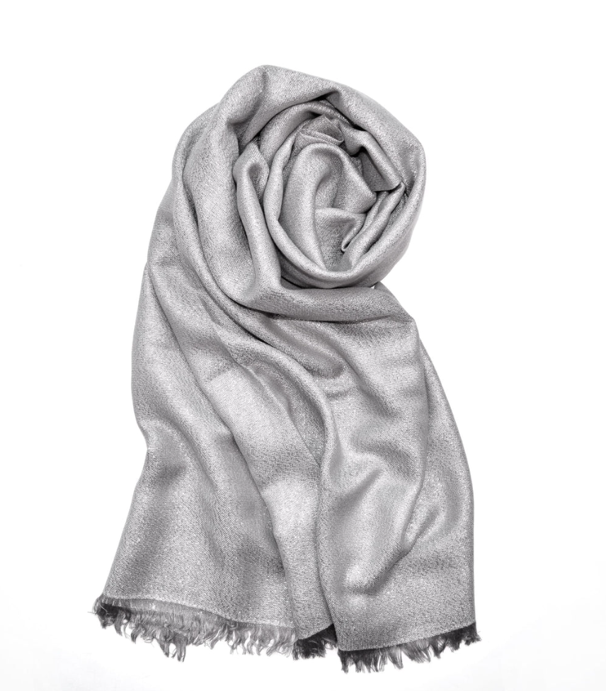 Fraas shawl/scarf 490362, metallic fringed
