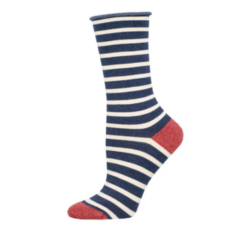 Socksmith bamboo crew, sailor stripe women's sizing (6 colors)