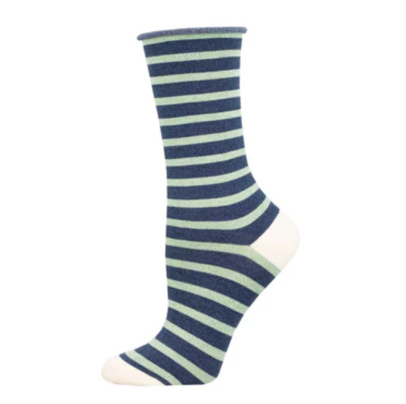 Socksmith bamboo crew, sailor stripe women's sizing (6 colors)