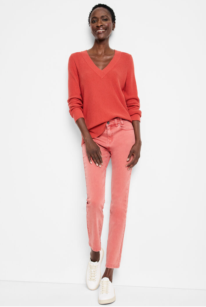 Nic + Zoe sweater 241168, waffle stitch v-neck (2 colors)