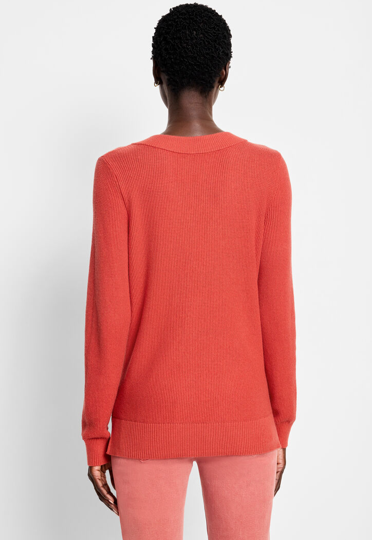 Nic + Zoe sweater 241168, waffle stitch v-neck (2 colors)