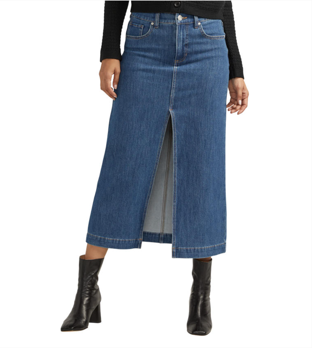 Jag Bailey skirt, front-slit denim