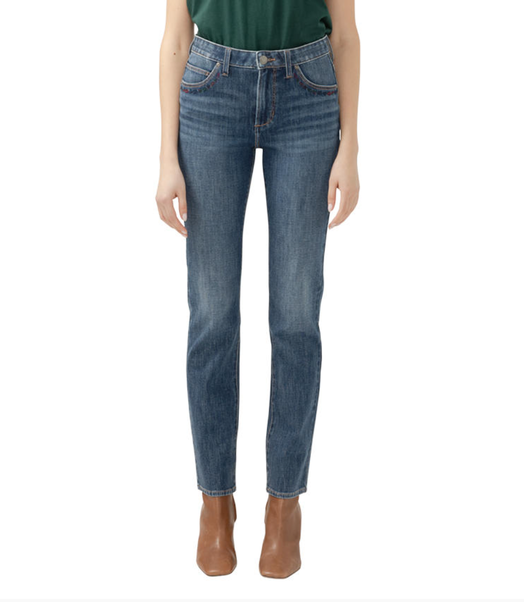 Jag Ruby straight jeans (zip), embroidered pockets