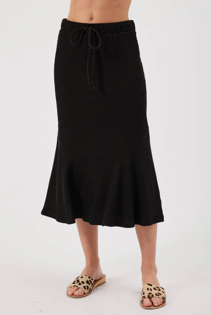 Kylie Paige Maura skirt, ribbed midi drawstring