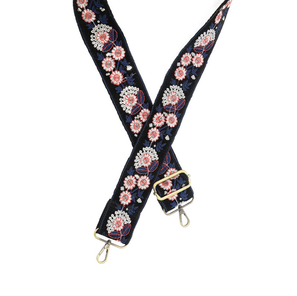 Joy Susan embroidered guitar strap, 2" wide (5 colors)